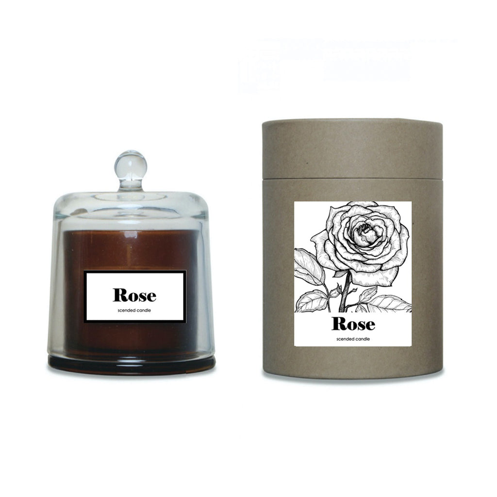 Bougie Verre et Cire Parfum Rose 10x13cm