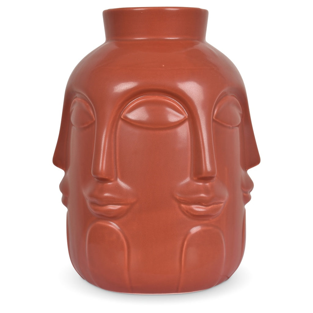 Vase Céramique Terracotta Visage h 19 cm