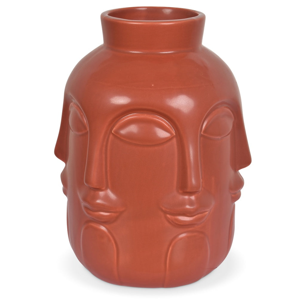 Vase Céramique Terracotta Visage h 19 cm