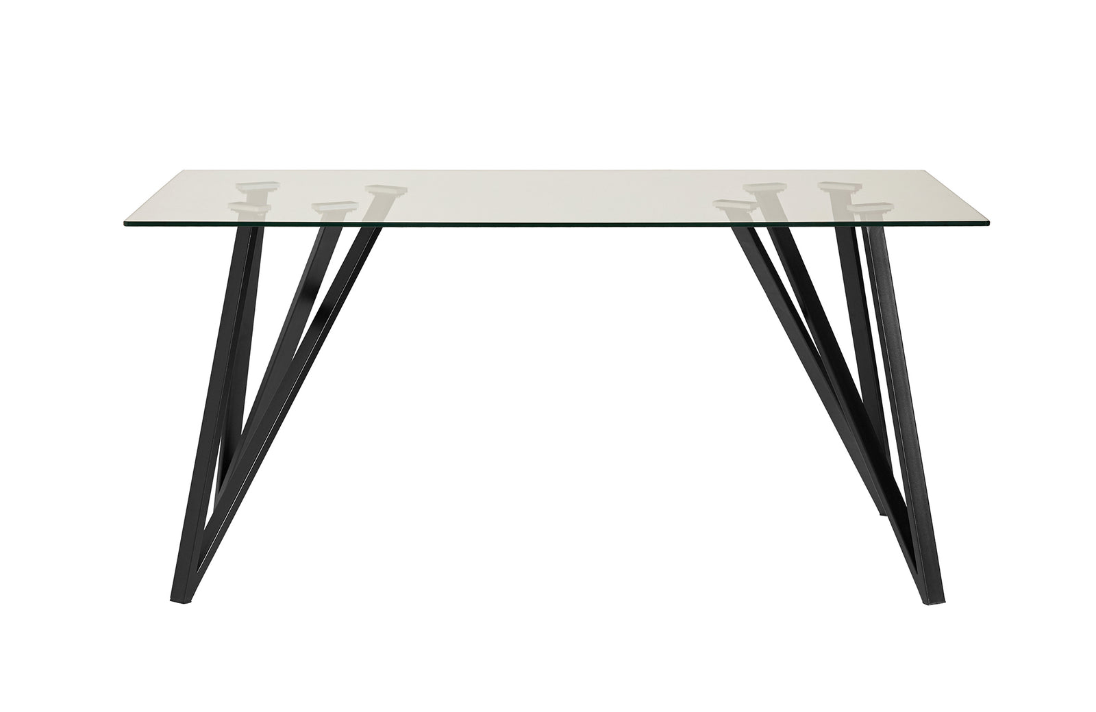 Table Verre et Métal Noir Rectangulaire 6 Personnes Gaia