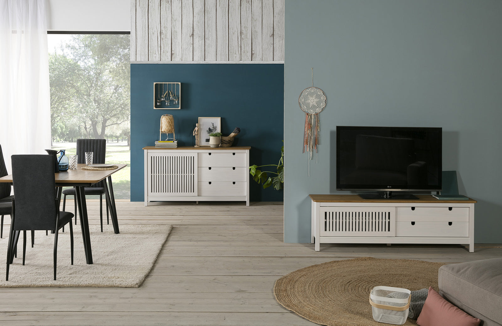 Meuble TV Bois Blanc Bruna