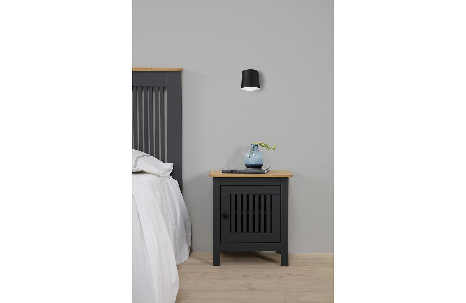 Table de Chevet Bois Gris anthracite Bruna