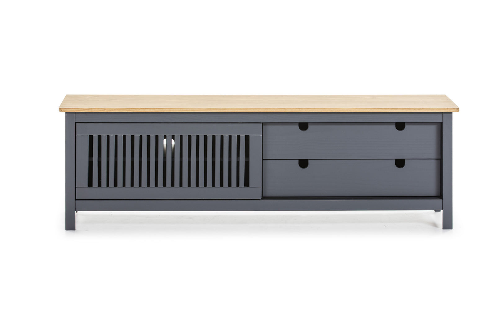 Meuble TV Bois Gris Anthracite Bruna