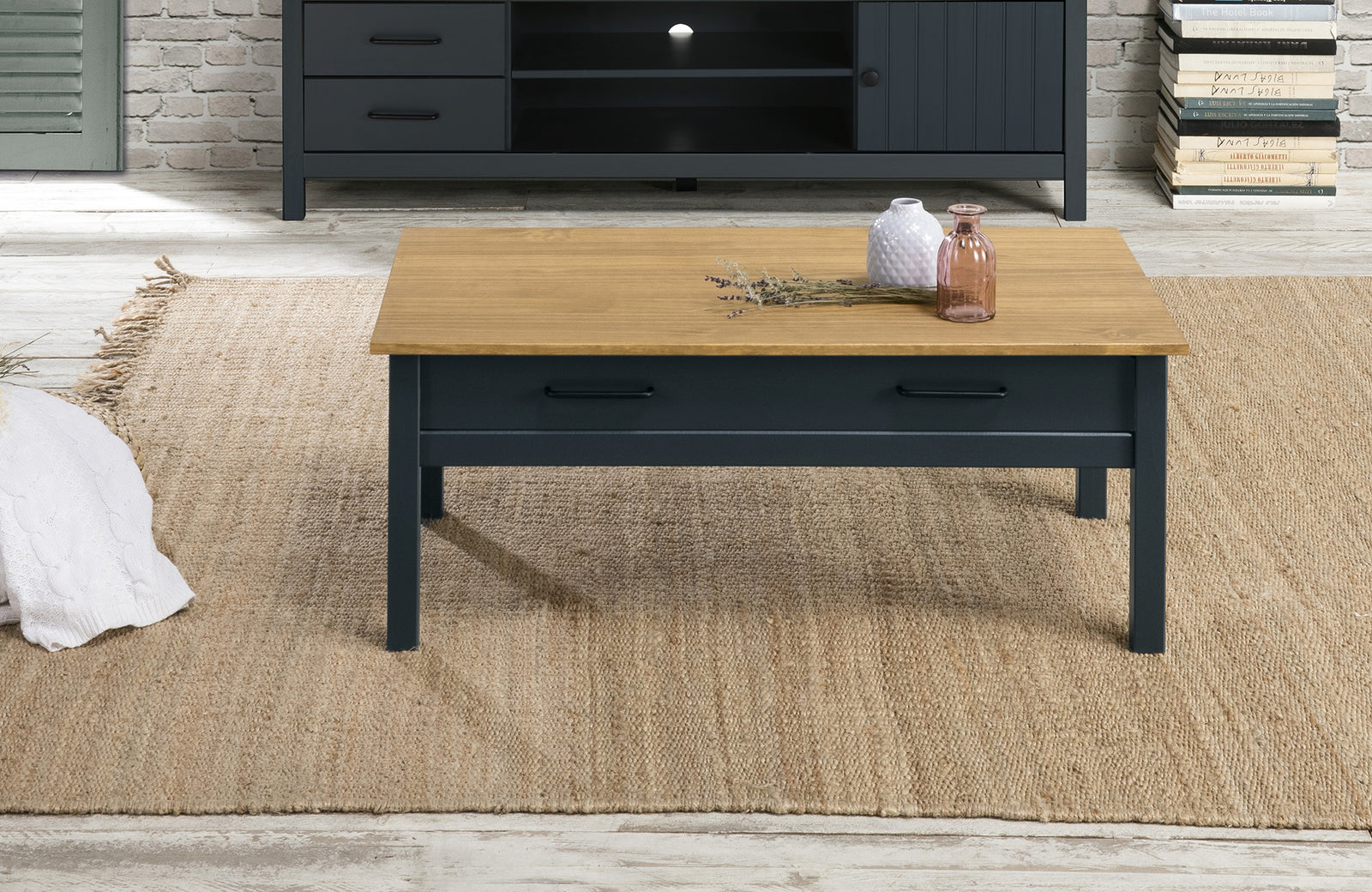 Table Basse Bois Gris Anthracite Miranda