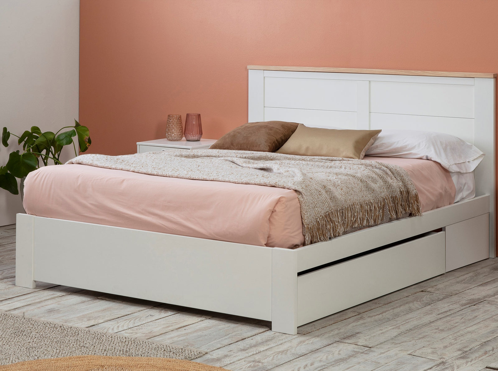 Lit à tiroir Bois Blanc 140x190 Gabi