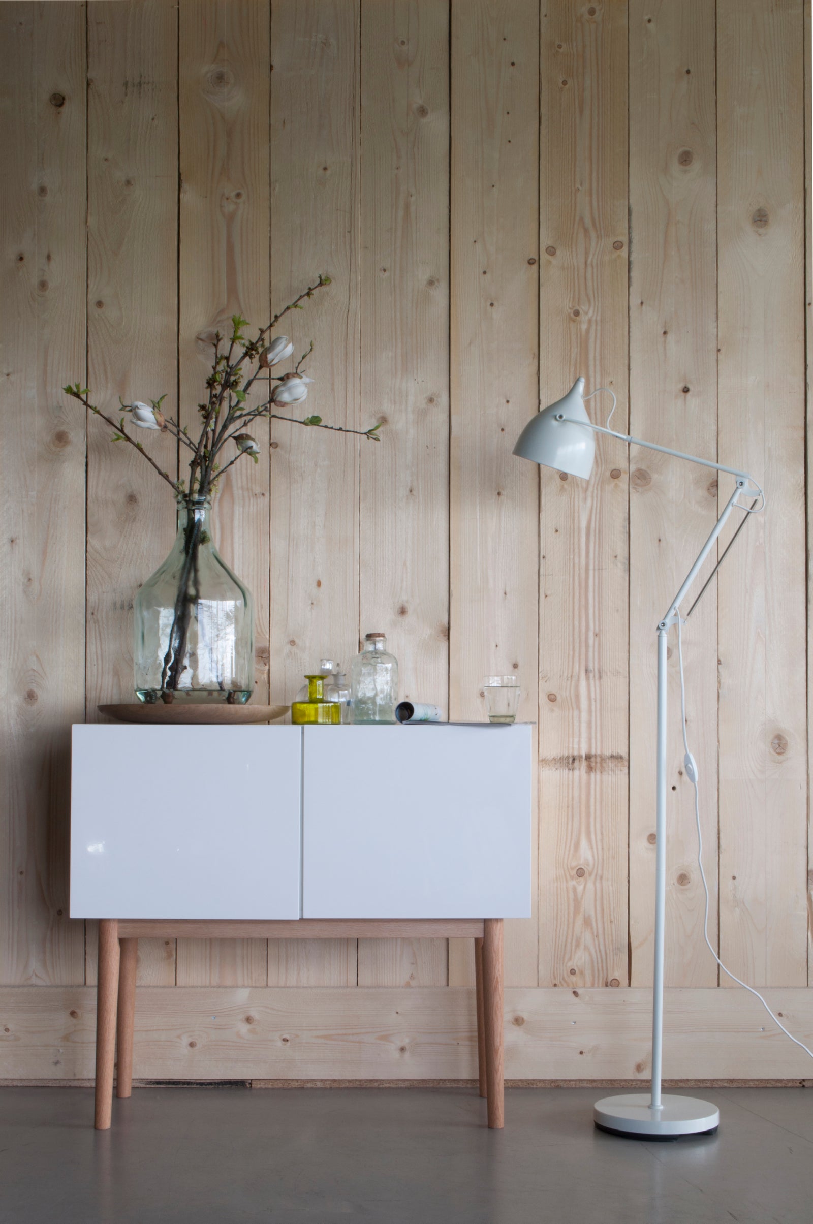 Lampadaire Blanc Métal Reader 25x167cm