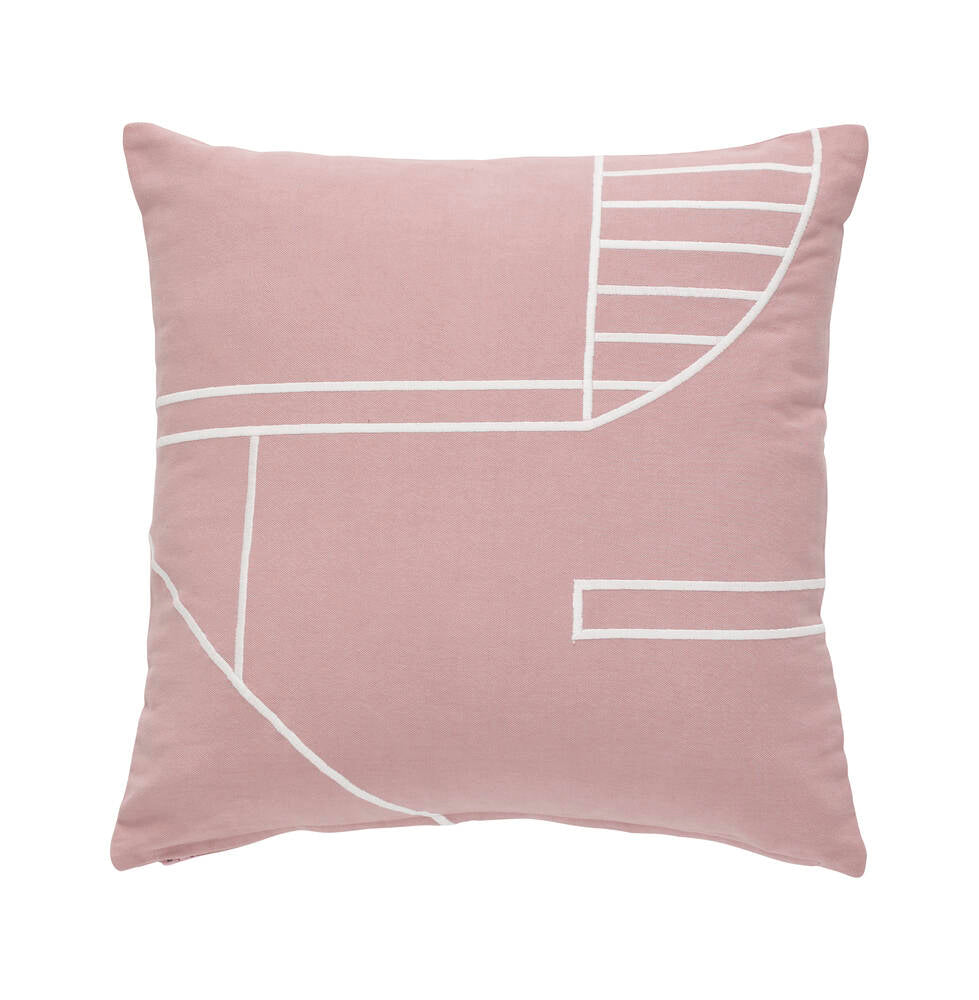 Coussin Rose et Blanc Motifs 45x45