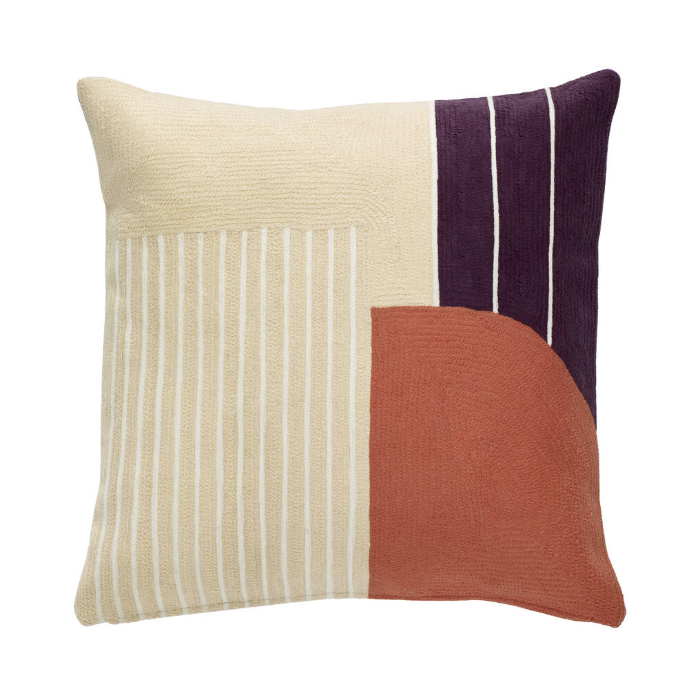 Coussin Bordeaux Orange et Blanc Motifs 50x50