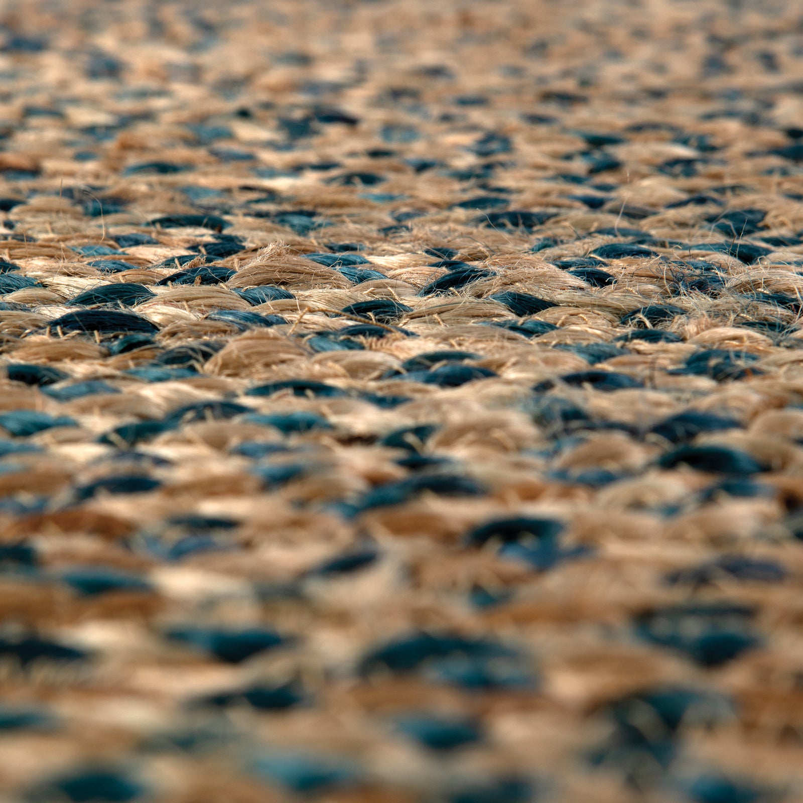 Tapis Rond Jute Naturel et Bleu Vert 160x160 Elliot