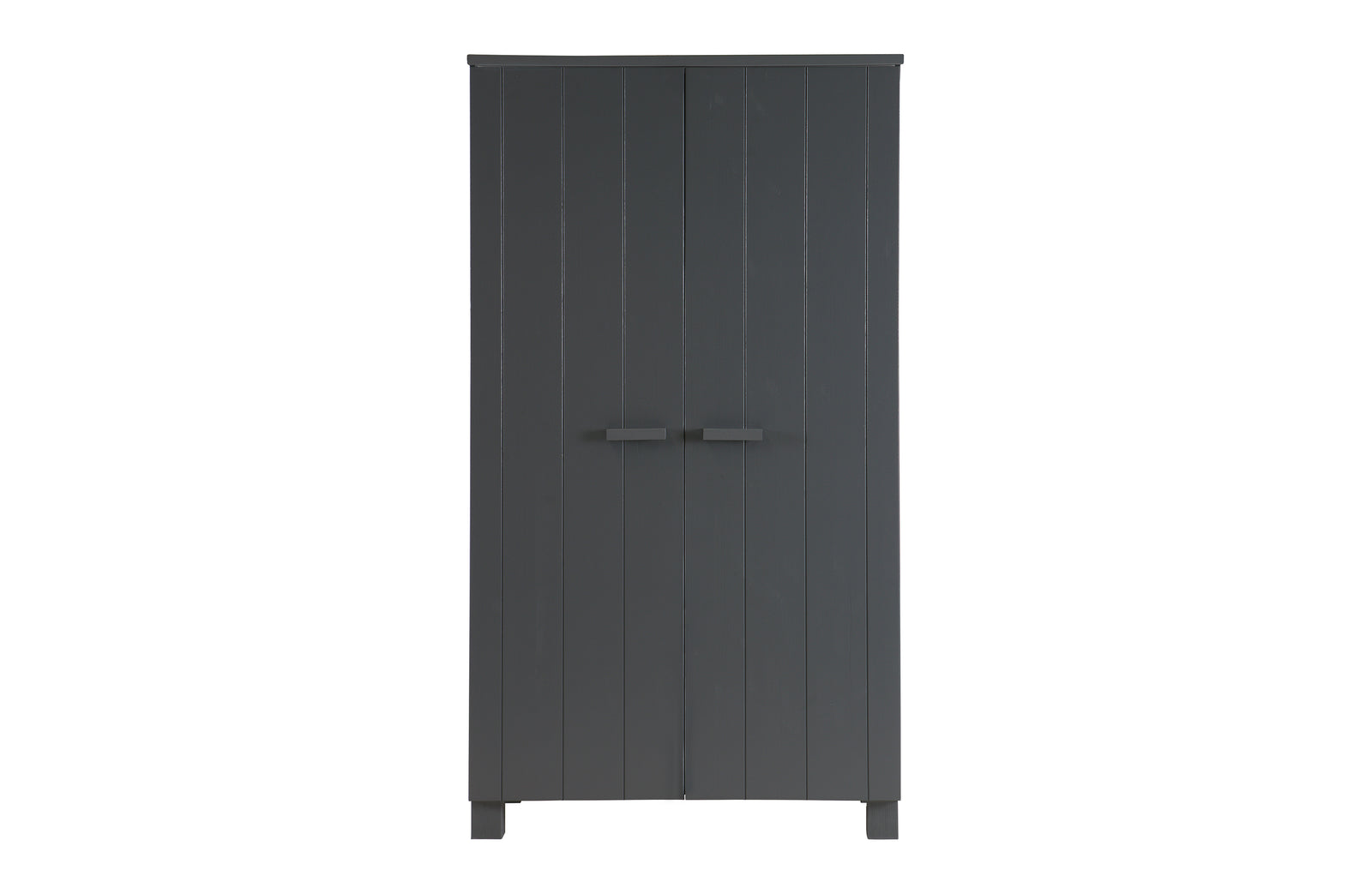 Armoire 2 Portes Penderie Etagères Gris Foncé Dennis