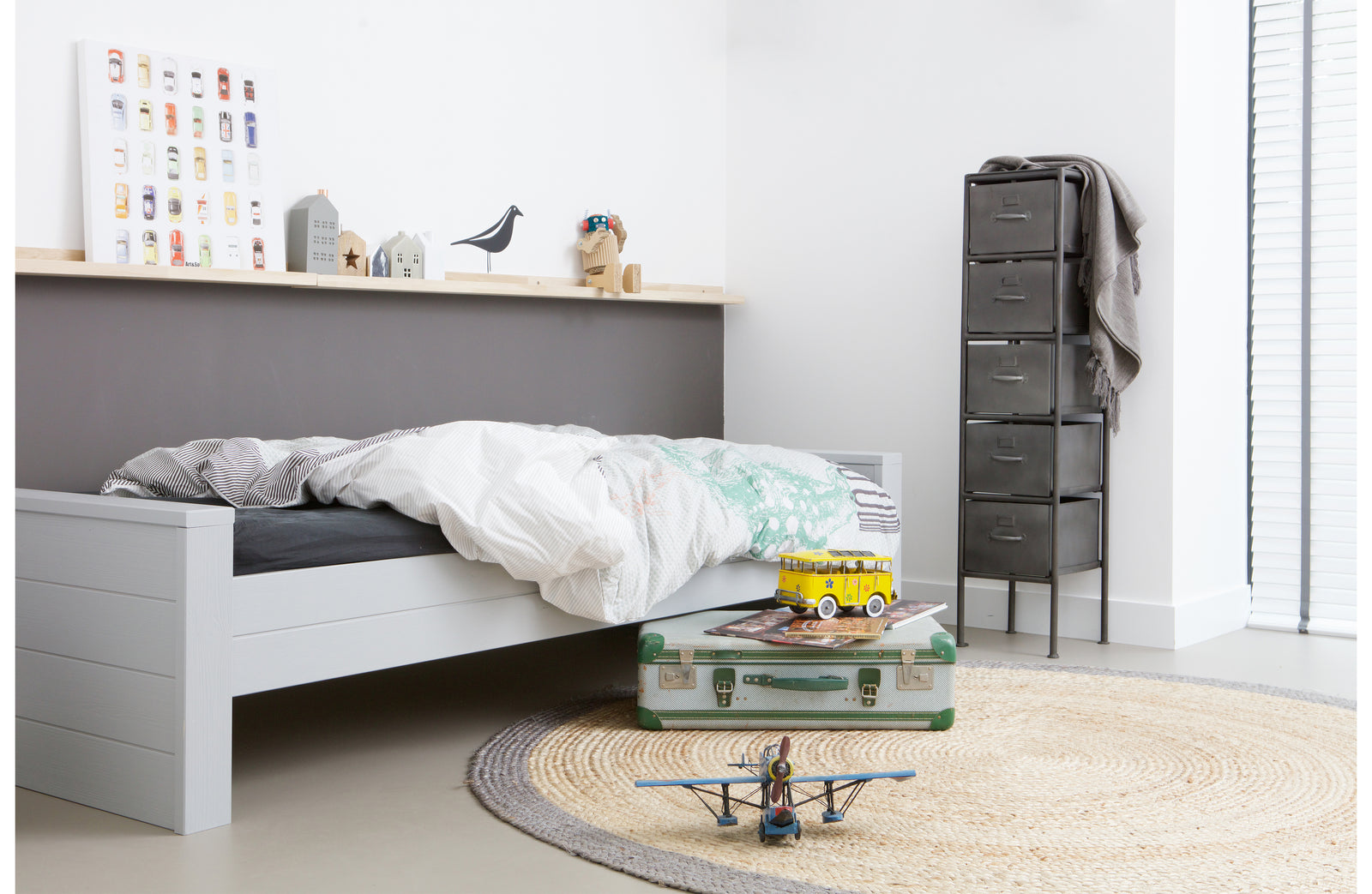 Lit Bois Gris Clair 90x200 Dennis