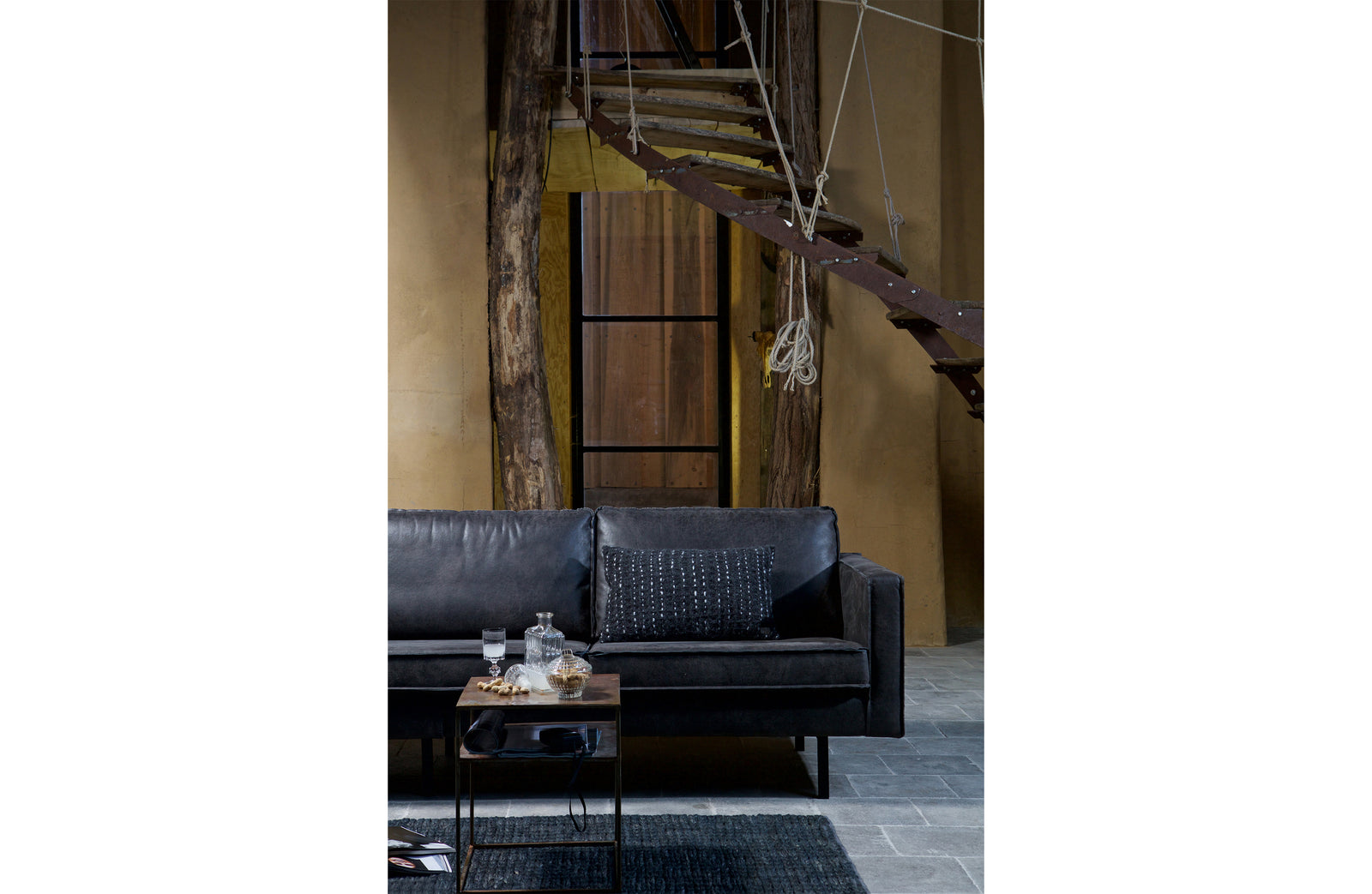 Canapé 2 Places Cuir Noir 190 cm Rodeo