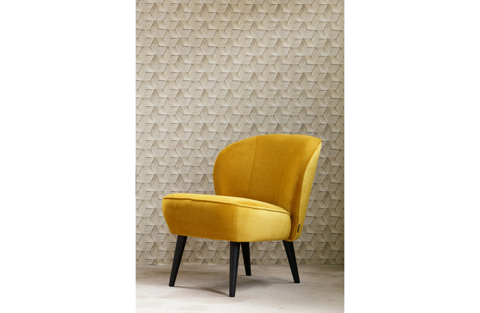 Fauteuil Velours Jaune Moutarde Sara