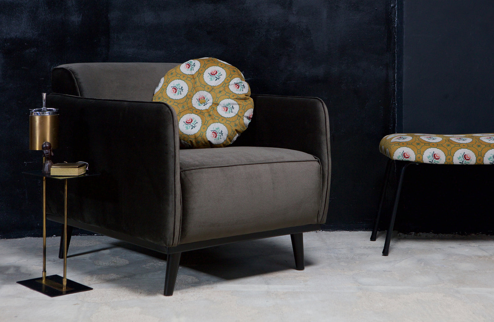 Fauteuil Velours Vert Statement