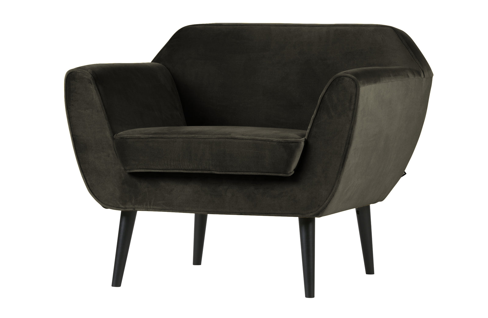 Fauteuil Velours Marron Gris Foncé Rocco