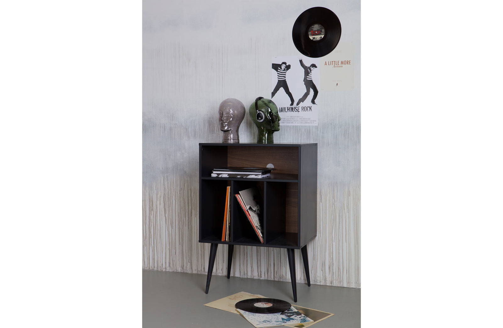 Table d'Appoint ou Rangement Vinyle Bois et Gris James