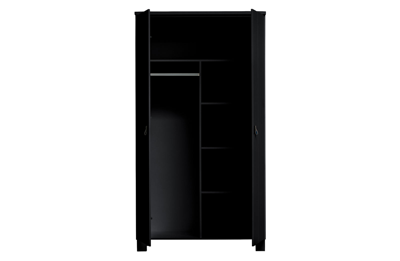 Armoire 2 Portes Penderie Etagères Noir Ties