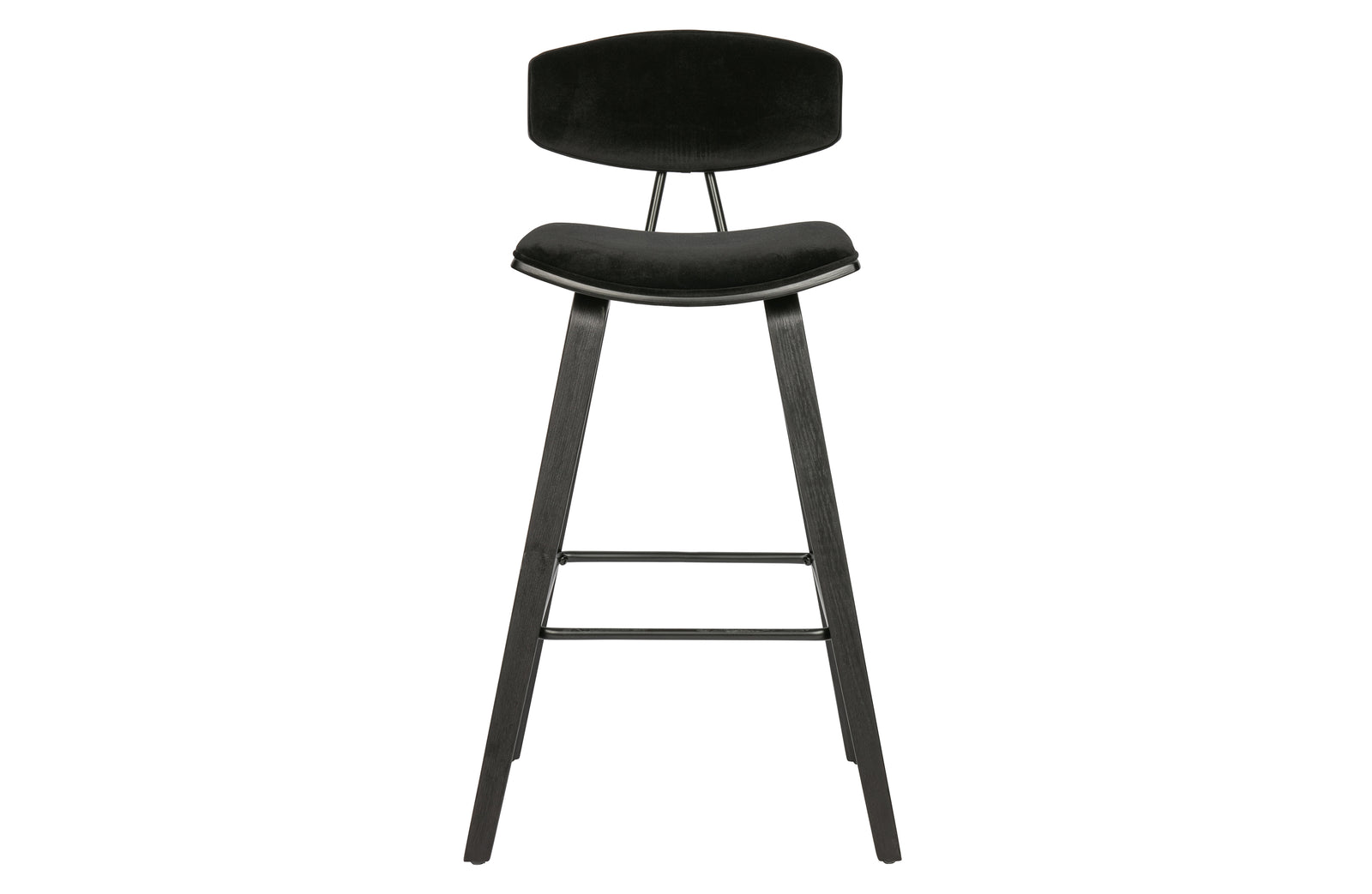 Tabouret de Bar Bois et Velours Noir Senn