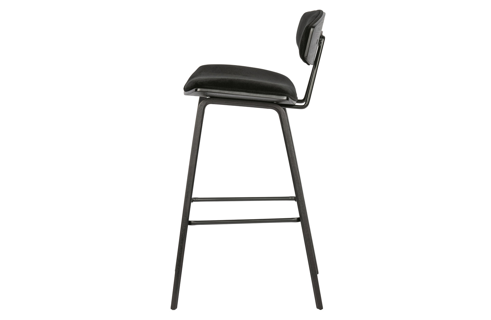 Tabouret de Bar Bois et Velours Noir Senn