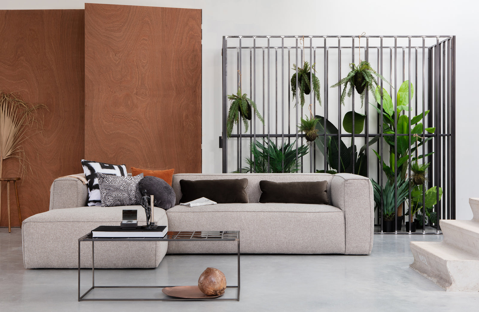 Canapé Angle 3 Places Gris Clair Bean Méridienne à Gauche