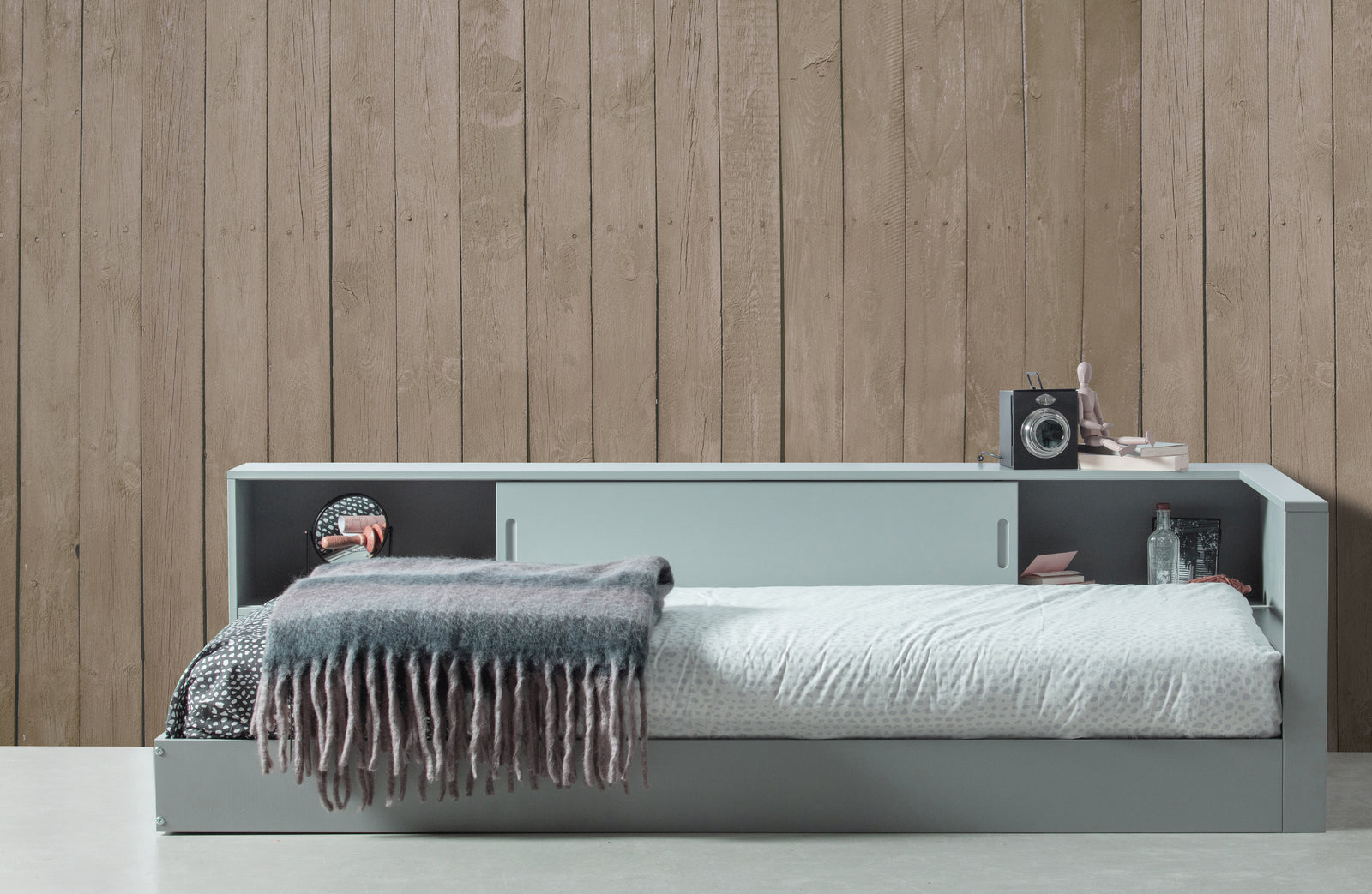 Lit d'Angle Bois Gris Clair 90x200 Connect