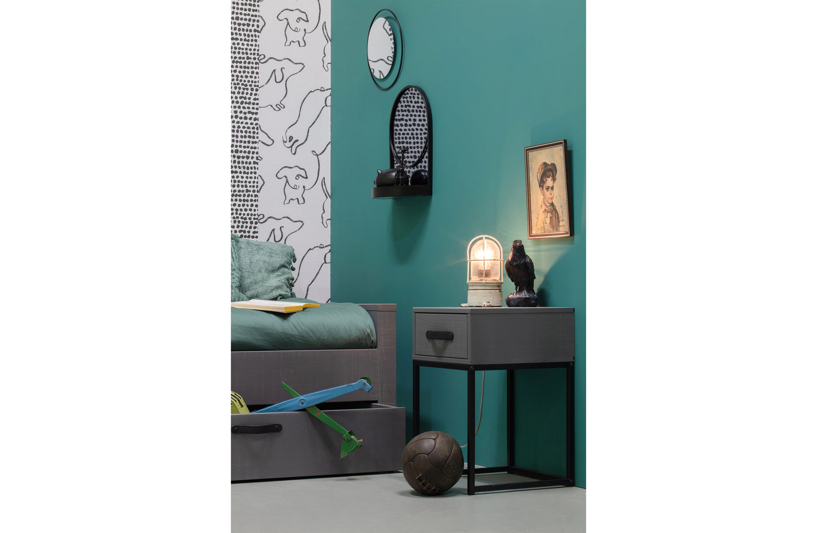 Table de Chevet Bois Gris Morris