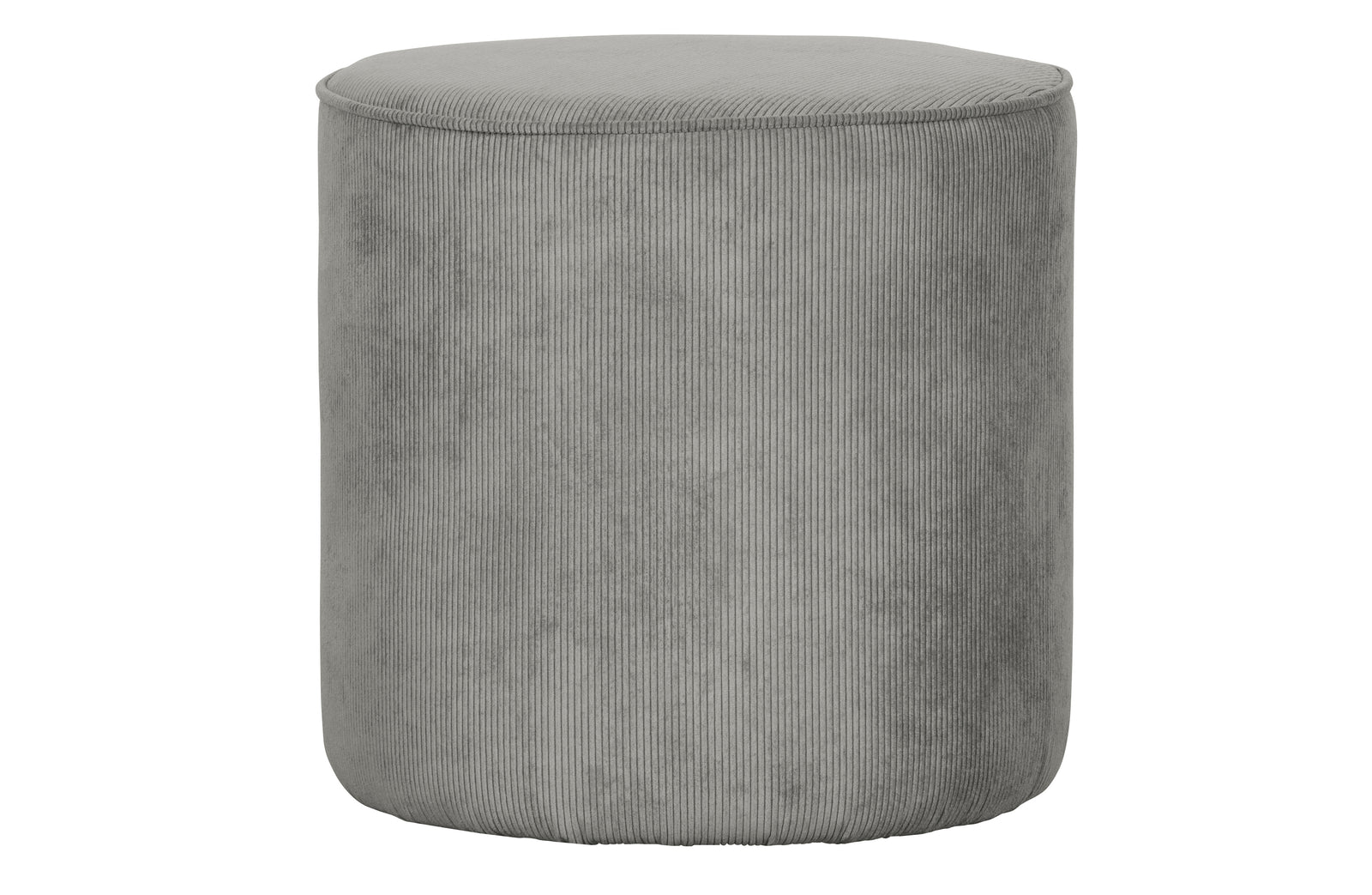 Pouf Rond Haut Tissu Côtelé Gris Sara
