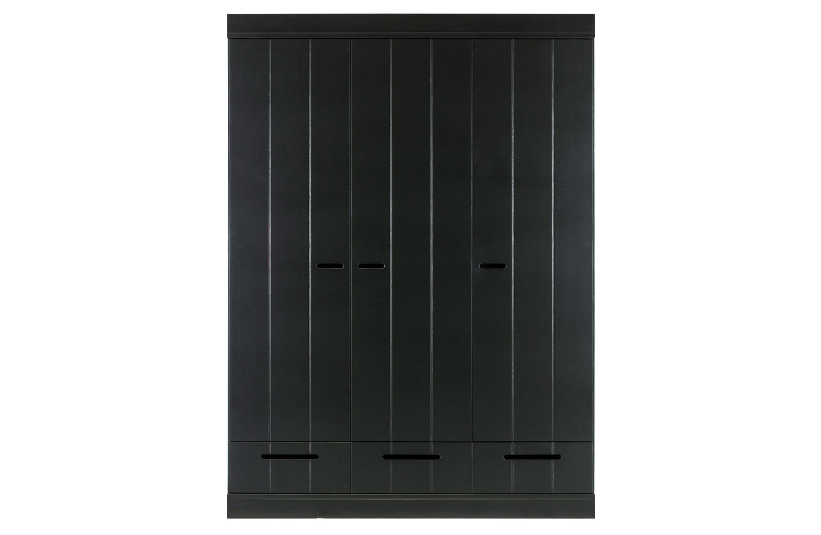 Armoire 3 Portes 3 Tiroirs Penderie Etagères Noir Connect