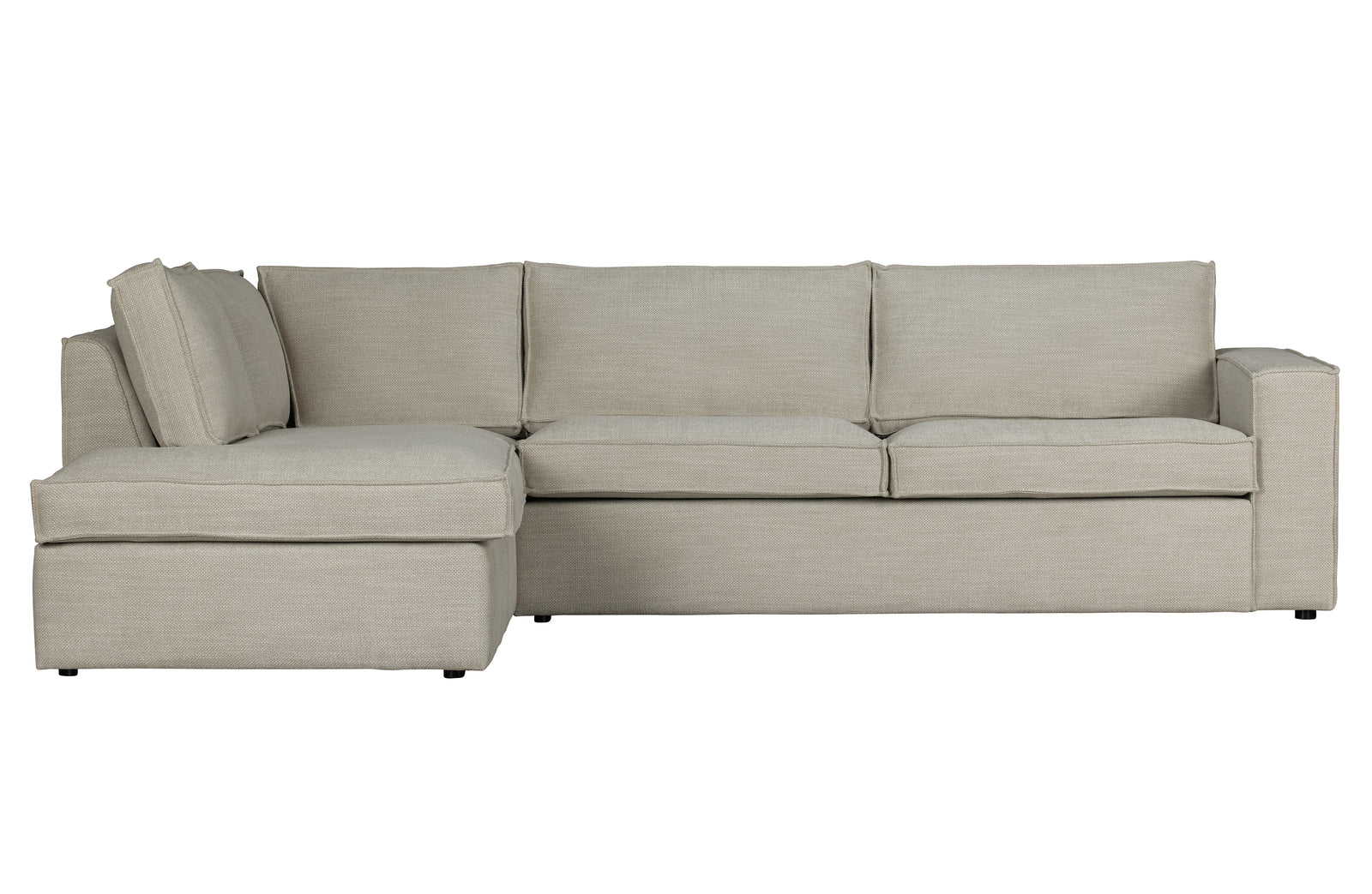 Canapé Angle 3 Places Gris Clair Naturel Freddie Méridienne à Gauche