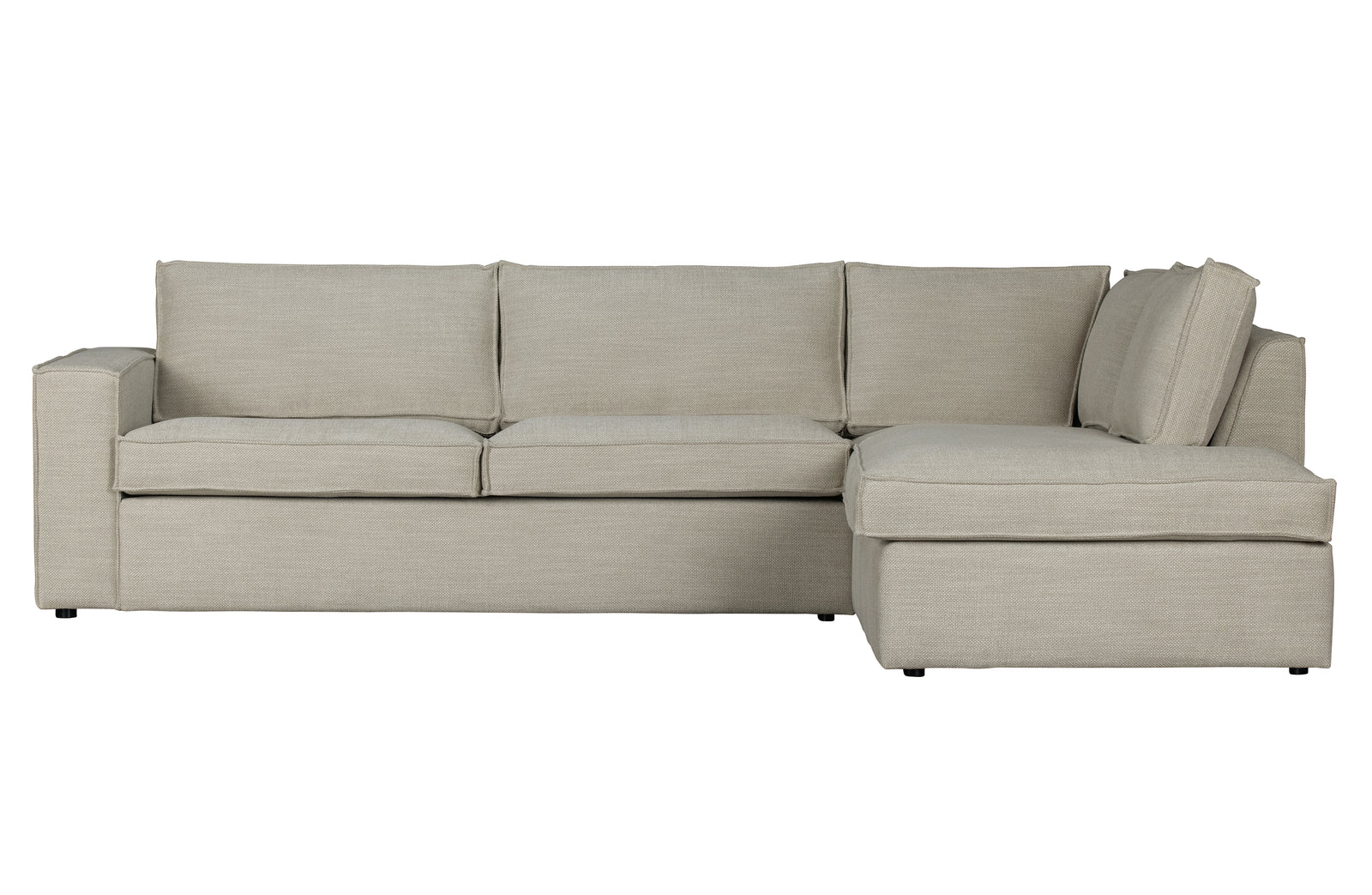 Canapé Angle 3 Places Gris Clair Naturel Freddie Méridienne à Droite