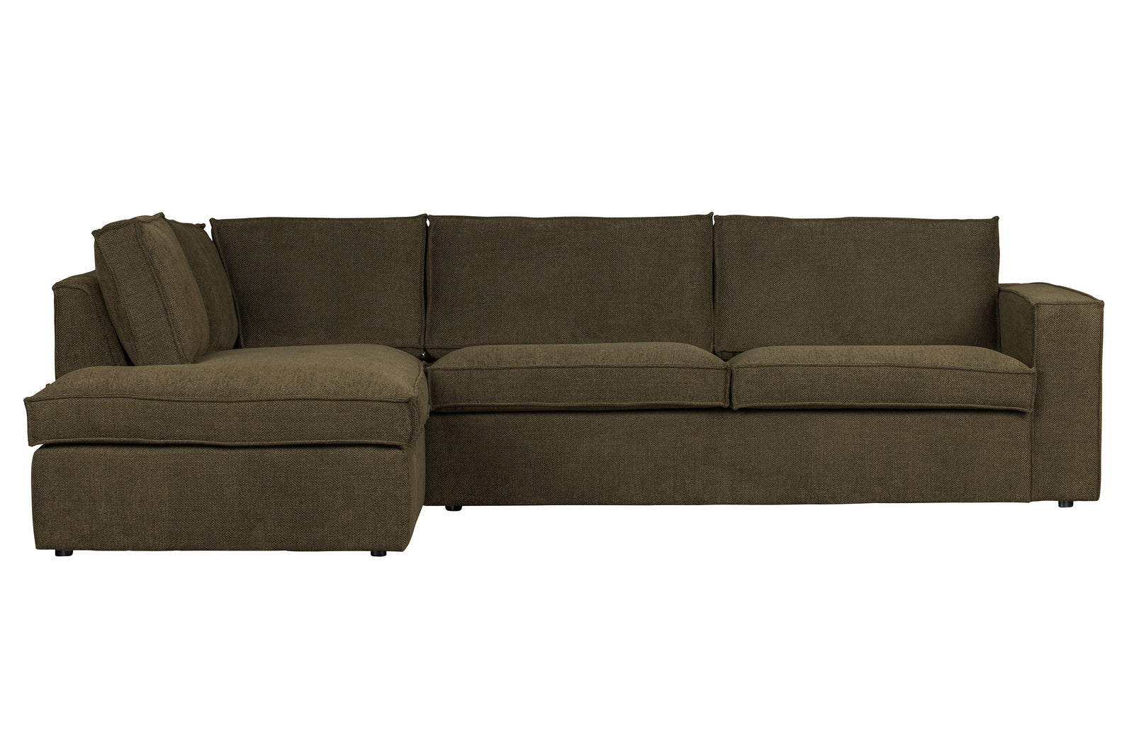 Canapé Angle 3 Places Marron Vert Freddie Méridienne à Gauche