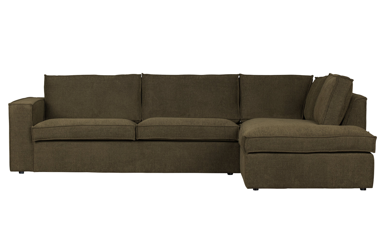 Canapé Angle 3 Places Marron Vert Freddie Méridienne à Droite