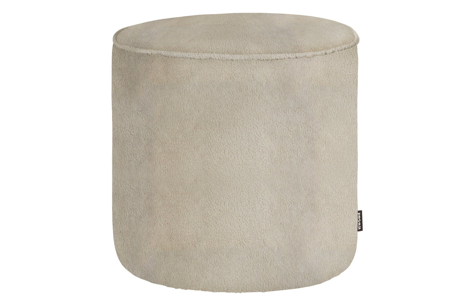 Pouf Rond Haut Tissu Blanc Cassé Sara