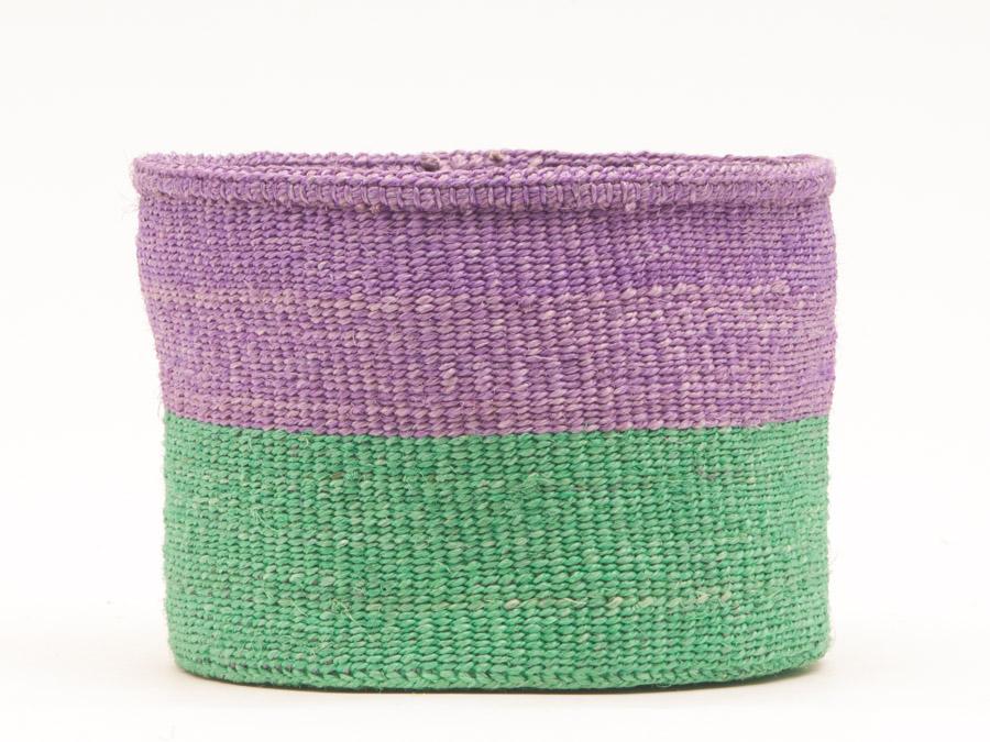 Panier Africain Sisal Violet et Vert Asubuhi S 20x20x15cm