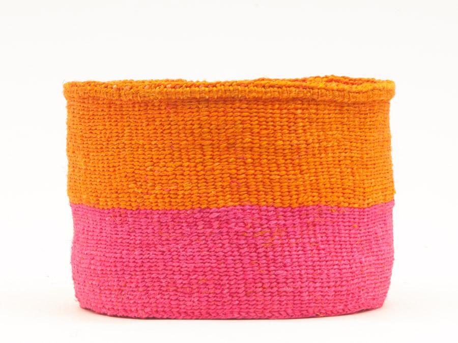 Panier Africain Sisal Orange et Rose Kali M 25x25x20cm