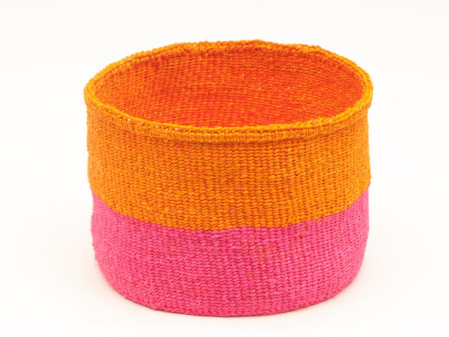 Panier Africain Sisal Orange et Rose Kali M 25x25x20cm