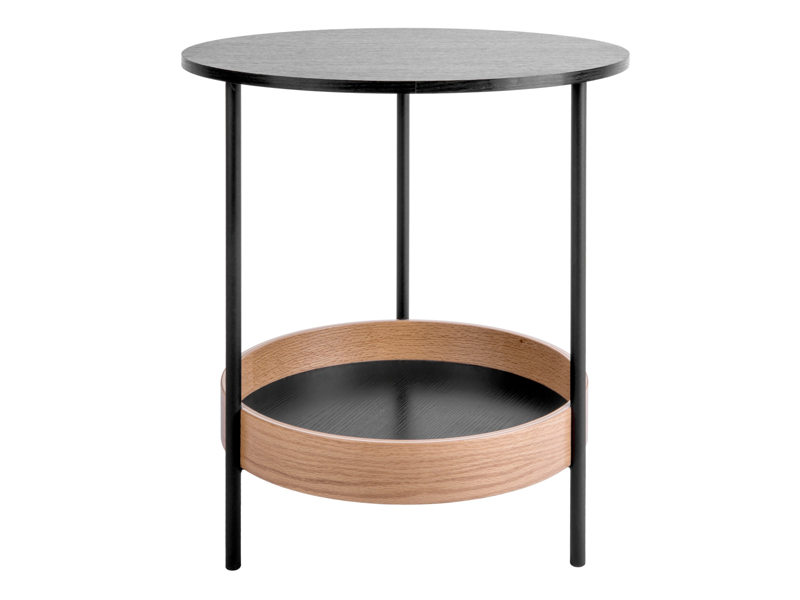 Table d'Appoint Bois Métal Noir 2 Plateaux