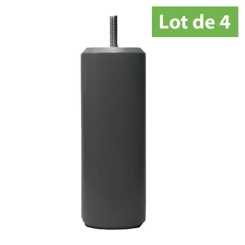 Lot de 4 Pieds de Sommier Hêtre Anthracite - Hauteur au choix