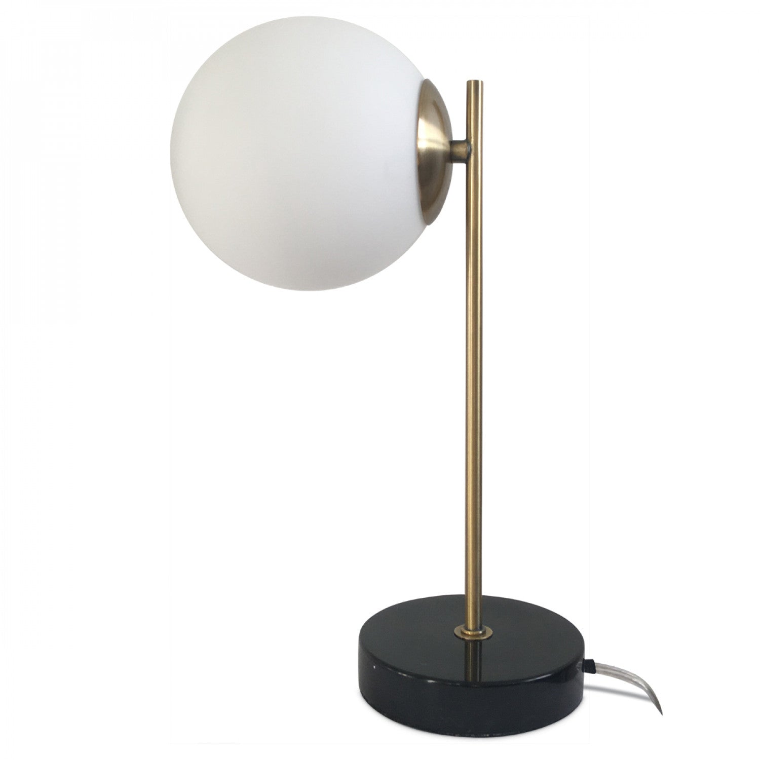 Lampe de table Marbre Noir Métal Laiton Boule 22x22x36.5cm