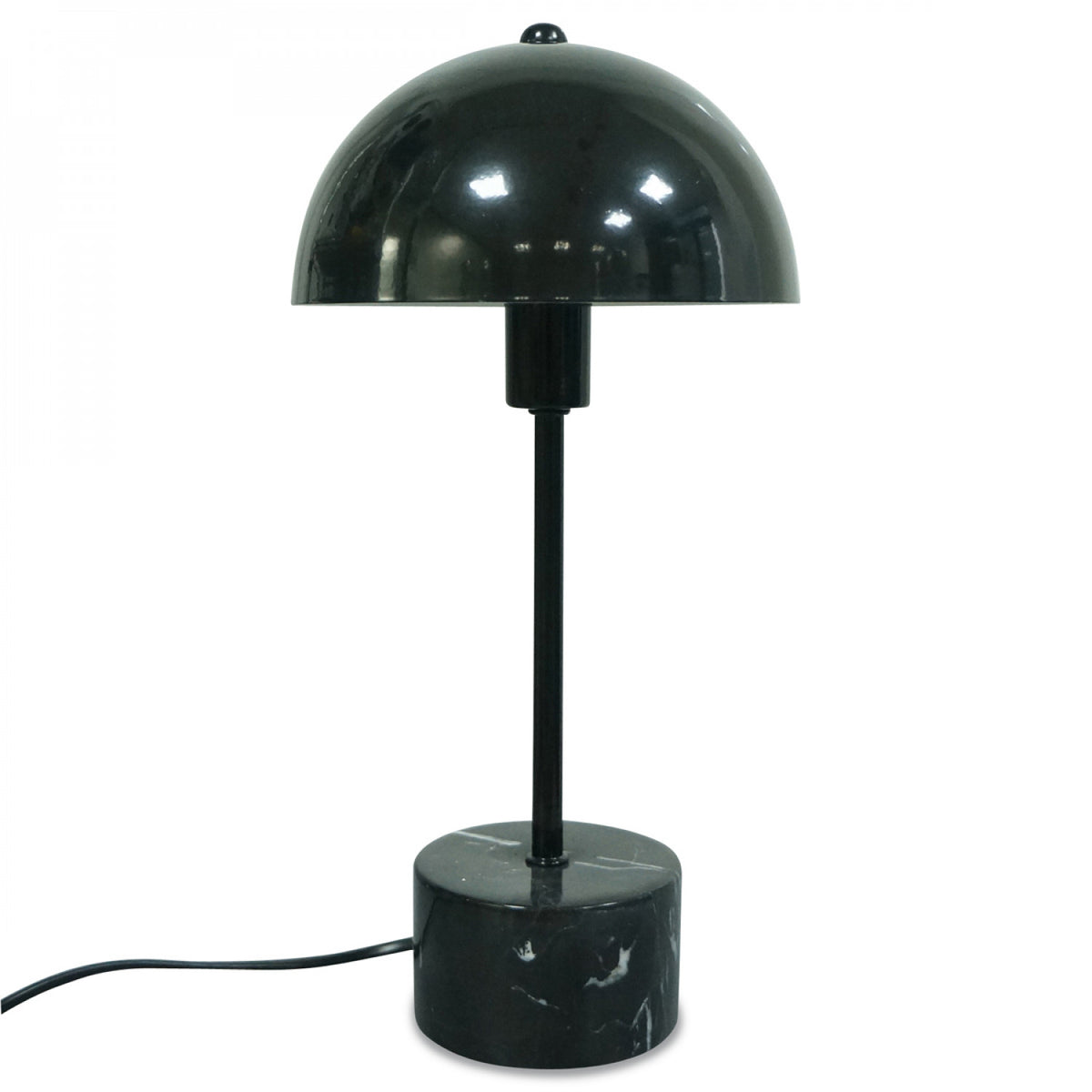 Lampe de table Marbre Noir Métal Noir Champignon 18x18x35cm