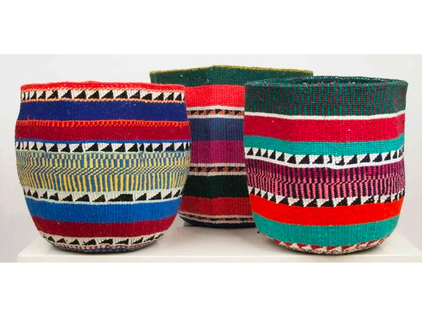 Panier Africain Sisal et Laine Multicolore Nifty L 38x38x35cm