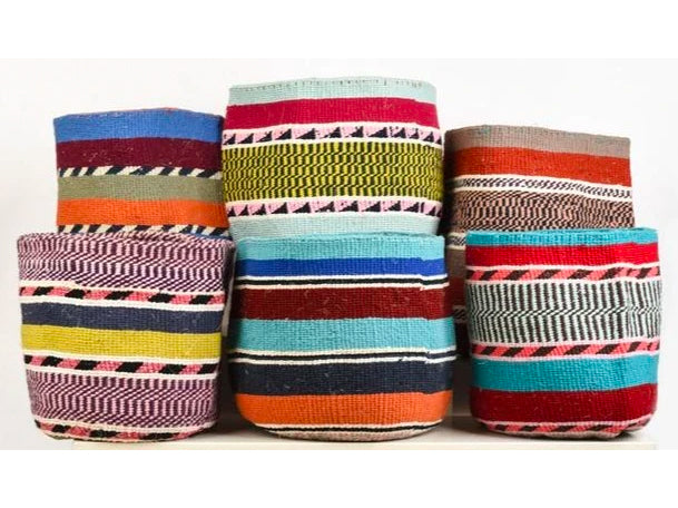 Panier Africain Sisal et Laine Multicolore Nifty L 38x38x35cm