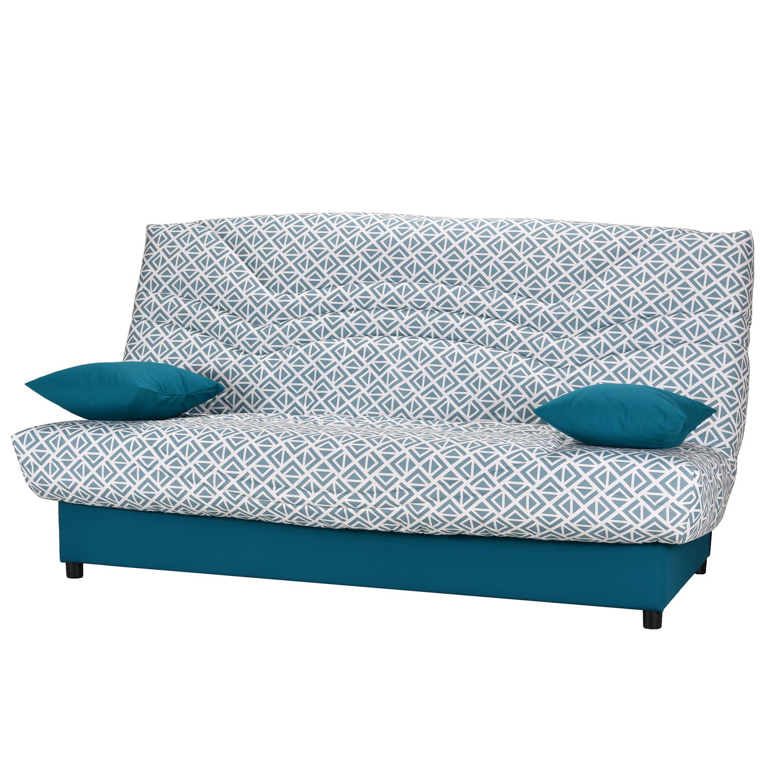 Canapé convertible 3 places Clic clac Bleu-Vert Blanc