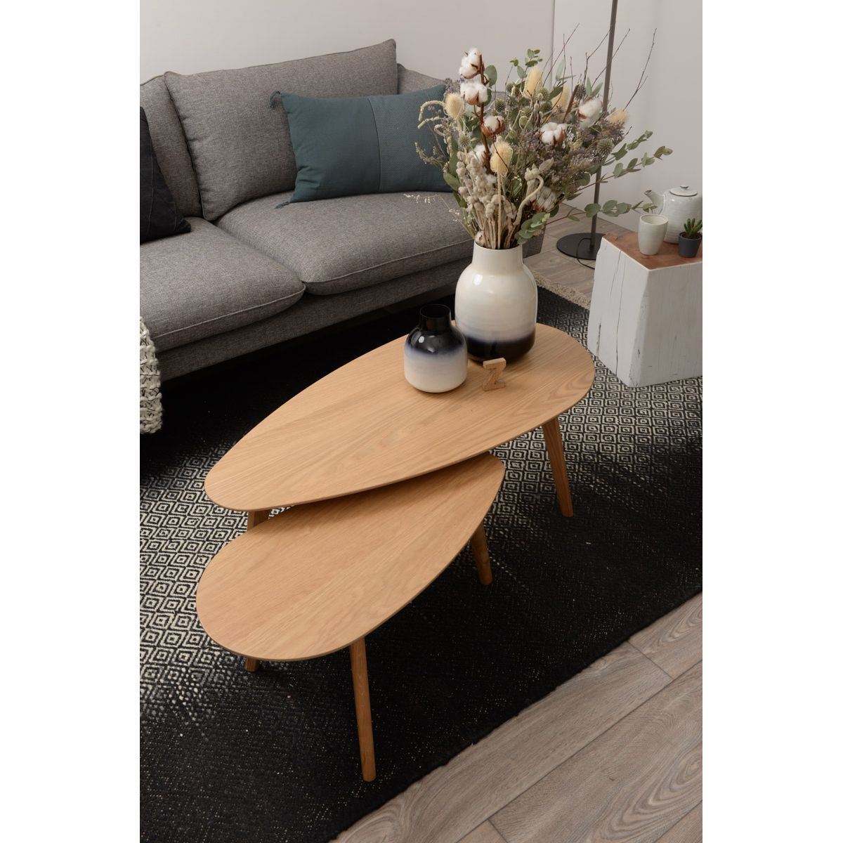 Lot de 2 Tables Basses Gigognes Chêne Bloom