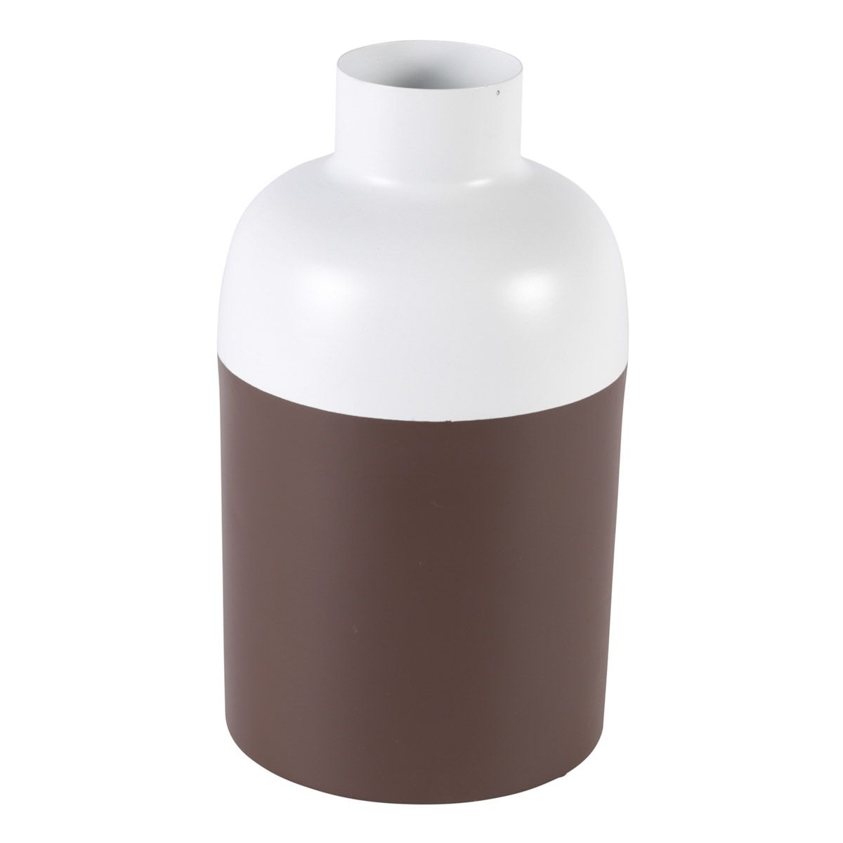 Vase Métal Teint Blanc et Marron h 26 cm Eden
