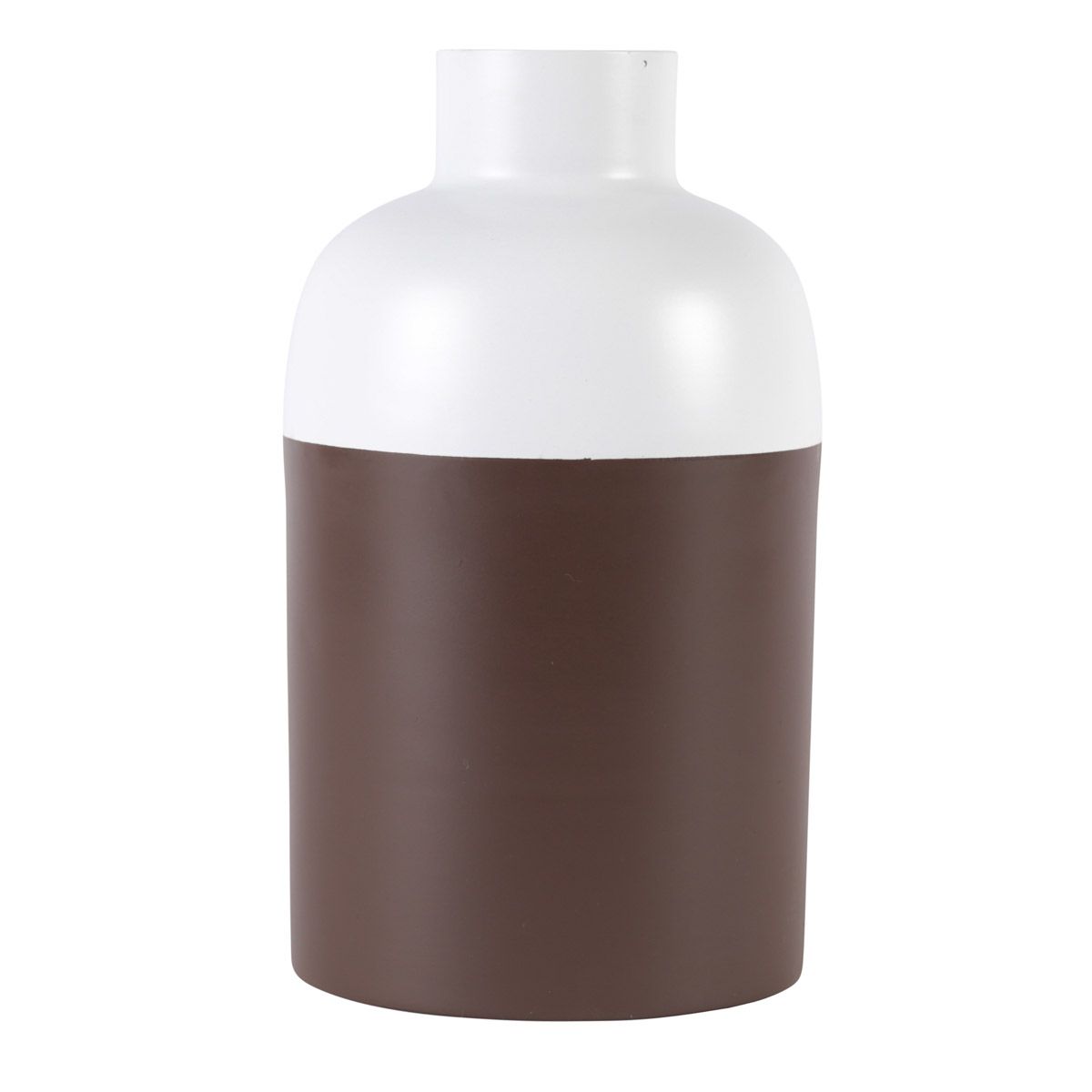 Vase Métal Teint Blanc et Marron h 26 cm Eden