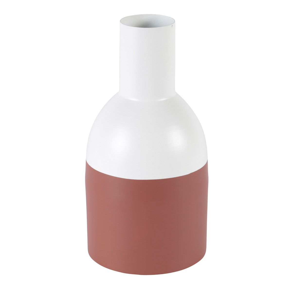Vase Métal Teint Blanc et Terracotta h 26 cm Eden