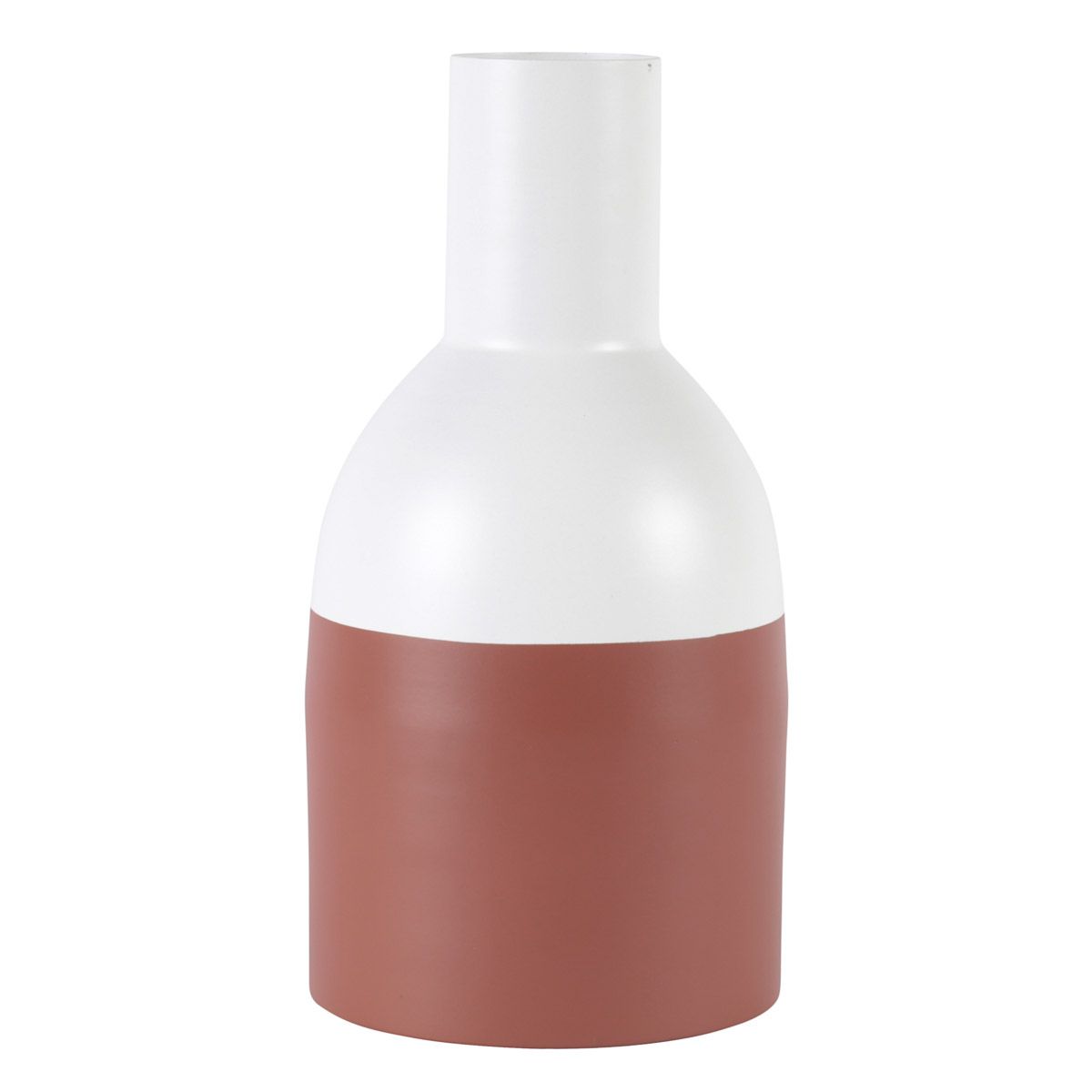 Vase Métal Teint Blanc et Terracotta h 26 cm Eden