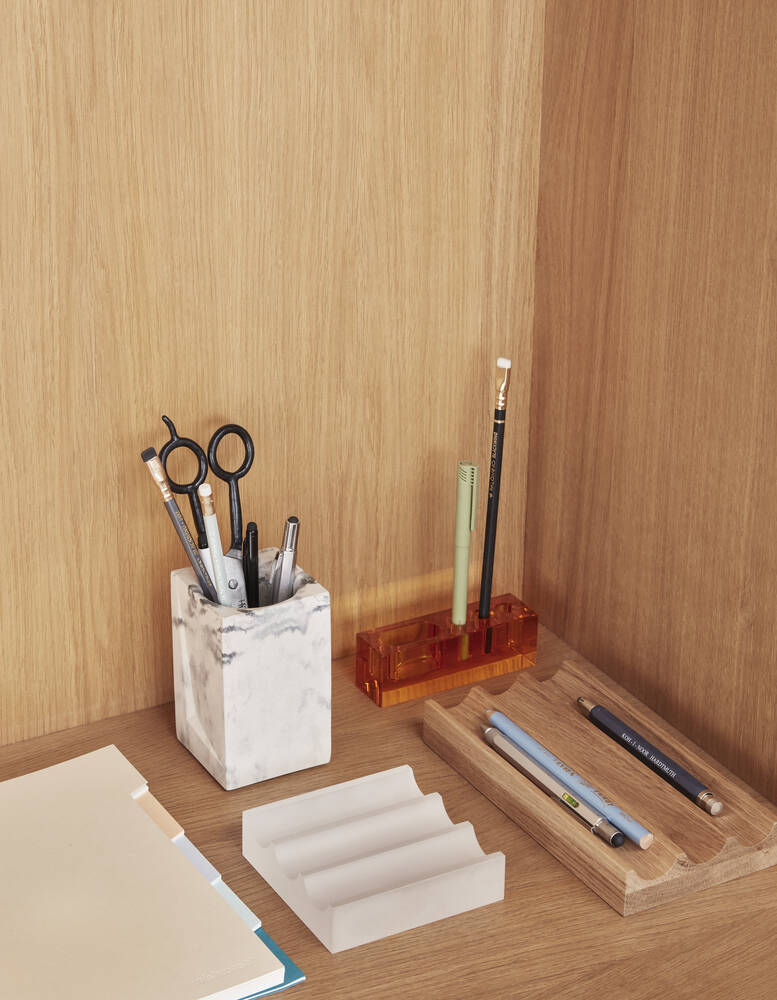 Pot à crayons Béton Gris Blanc effet Marbre 7x12cm