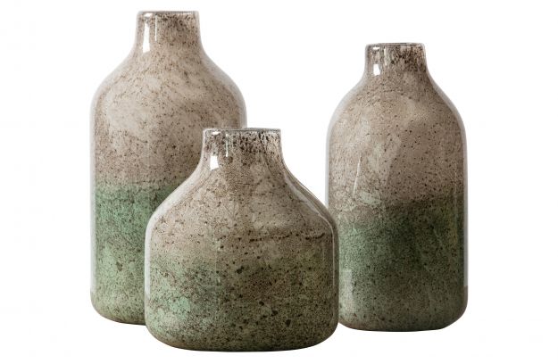 Vase Verre Beige Vert 23x21cm